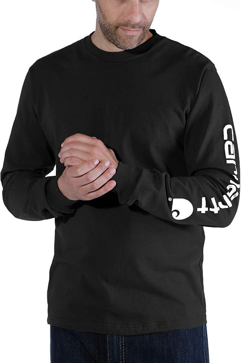 Carhartt Relaxed Fit Heavyweight Long-Sleeve Logo Sleeve Graphic T-Shirt Black