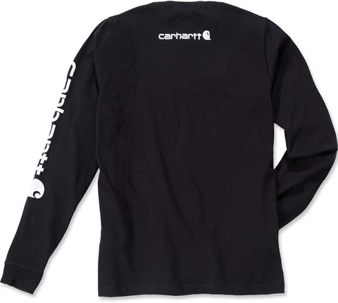 Carhartt Relaxed Fit Heavyweight Long-Sleeve Logo Sleeve Graphic T-Shirt Black