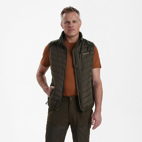 Deerhunter Moor Padded Waistcoat Gilet With Knit Timber Green
