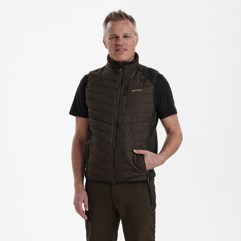 Deerhunter Moor Padded Waistcoat Gilet With Knit Leaf Brown