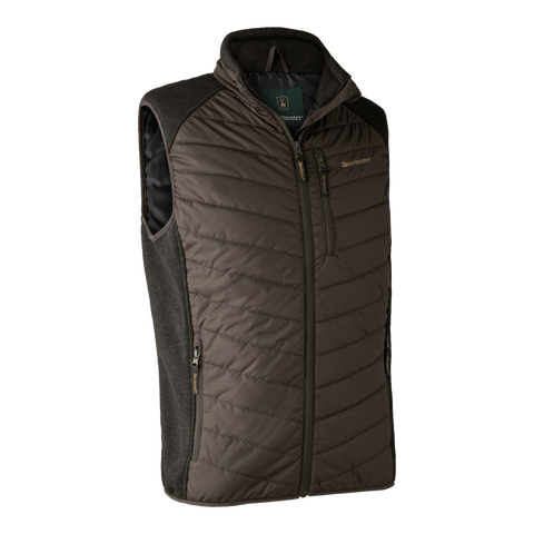 Deerhunter Moor Padded Waistcoat Gilet With Knit Leaf Brown