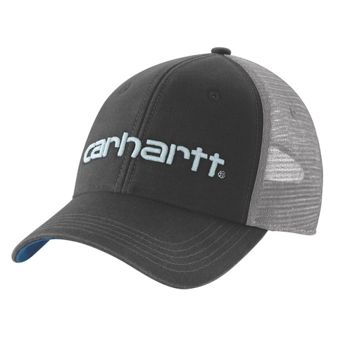 Carhartt Canvas Mesh-Back Logo Graphic Cap Black/Dark Horizon Blue