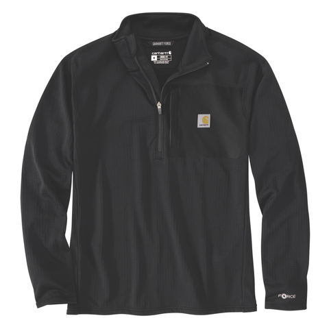 Carhartt Force™ Relaxed Fit Mock Neck Half-Zip T-Shirt Black