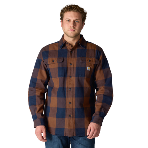Carhartt Loose Fit Heavyweight Flannel Long-Sleeve Plaid Shirt Red Duck