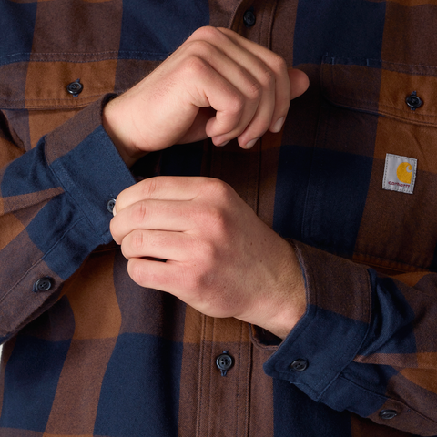 Carhartt Loose Fit Heavyweight Flannel Long-Sleeve Plaid Shirt Red Duck