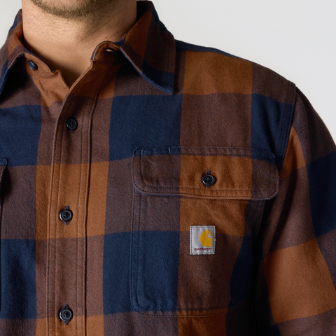 Carhartt Loose Fit Heavyweight Flannel Long-Sleeve Plaid Shirt Red Duck