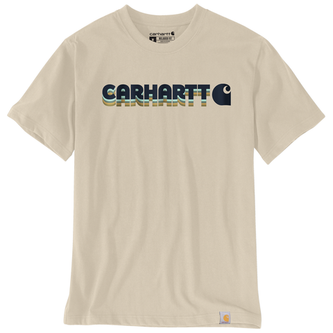 Carhartt Irvine Relaxed Layered Logo T-Shirt Oat Milk Beige