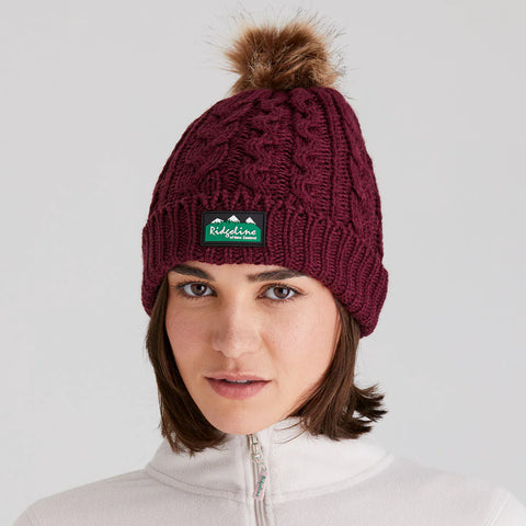 Ridgeline Unisex Nordic Fleck Bobble Hat Winter Berry