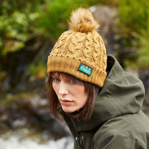 Ridgeline Unisex Nordic Fleck Bobble Hat Ochre