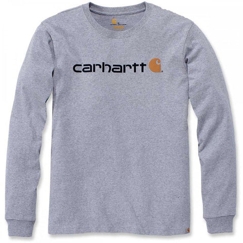 Carhartt Relaxed Fit Heavyweight Long-Sleeve Logo Graphic T-Shirt Heather Grey